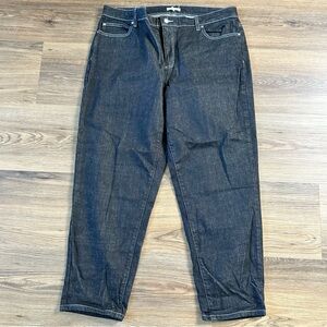 Eileen Fisher Jeans 16 Black Organic Cotton Flat‎ Front Tapered Leg Crop Stretch